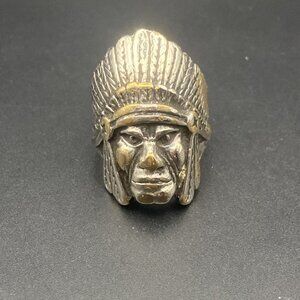 1985 Biker Ring G&S Gordon Smith Silver Tone Native American Chief  Sz  12 LOOK